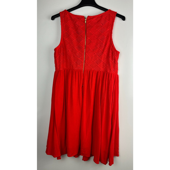 NWT Torrid Red Crochet Gauze Tank Skater Dress Lace Overlay Boho Plus Size 18 - Picture 10 of 11